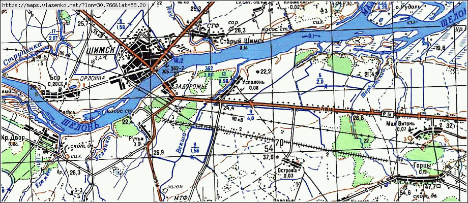Карта УСПОЛОНЬ, Новгородская область, Шимский район