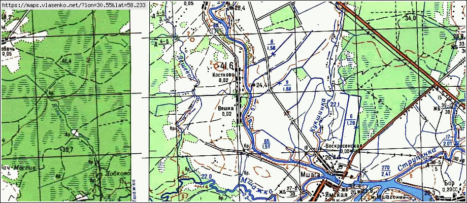 Карта ВЕШКА, Новгородская область, Шимский район