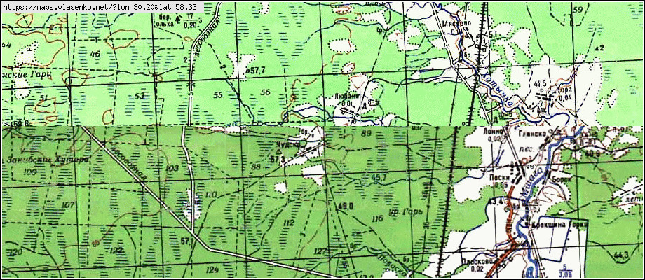Карта ГРЕБНЯ, Новгородская область, Солецкий район
