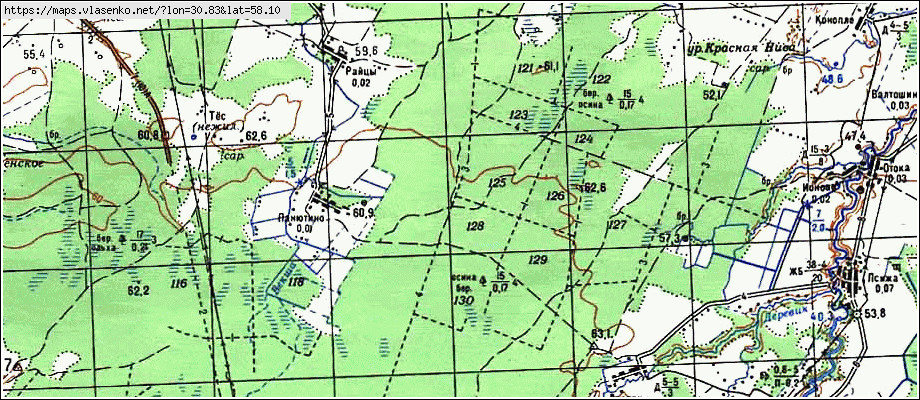 Карта НИКАНДРОВА ГРУЗОМЕДЬ, Новгородская область, Солецкий район