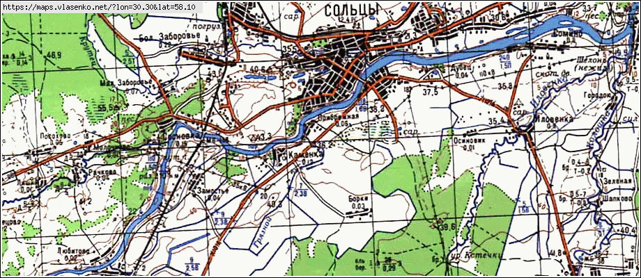 Карта ПРИБРЕЖНАЯ, Новгородская область, Солецкий район