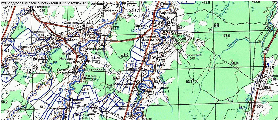 Карта БАБЬЕ, Новгородская область, Старорусский район