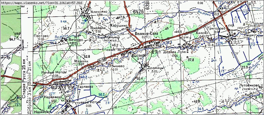 Карта ДОЛЖИЦЫ, Новгородская область, Старорусский район