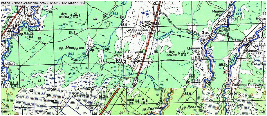 Карта ГЛУХАЯ ГОРУШКА, Новгородская область, Старорусский район