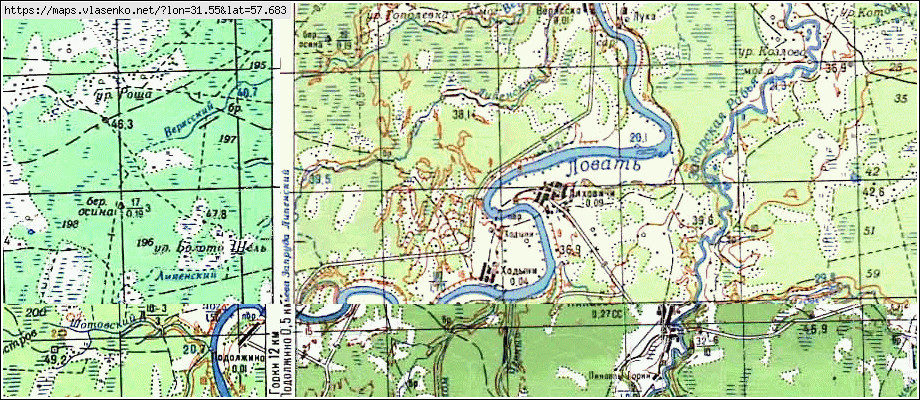 Карта ХОДЫНИ, Новгородская область, Старорусский район