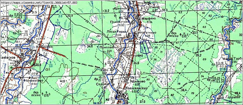 Карта ЛИСЬИ ГОРКИ, Новгородская область, Старорусский район