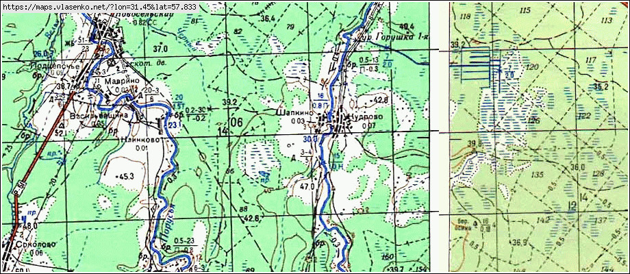 Карта ШАПКИНО, Новгородская область, Старорусский район
