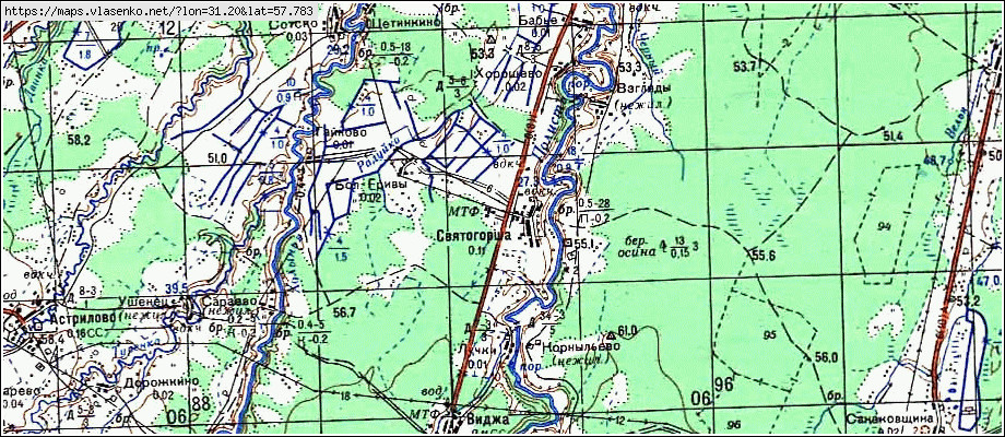 Карта СВЯТОГОРША, Новгородская область, Старорусский район