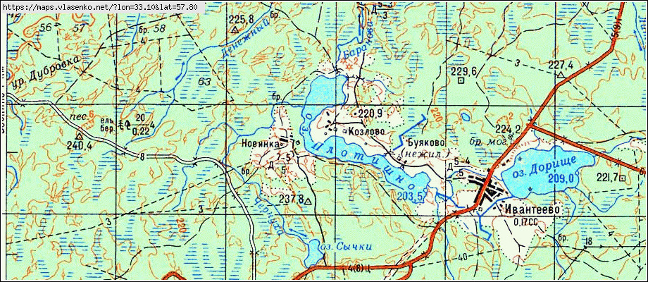 Карта КОЗЛОВО, Новгородская область, Валдайский район