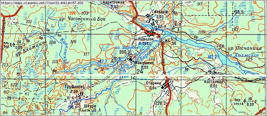 Карта МАКУШИНО, Новгородская область, Валдайский район