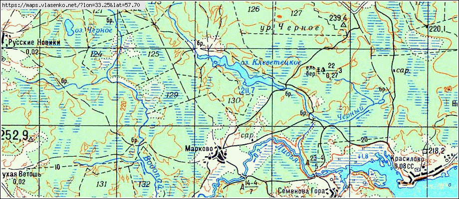 Карта МАРКОВО, Новгородская область, Валдайский район