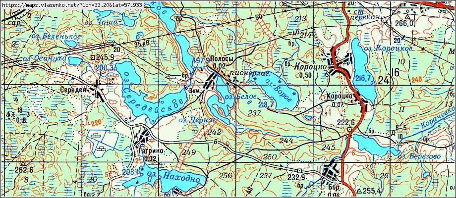 Карта ПОЛОСЫ, Новгородская область, Валдайский район