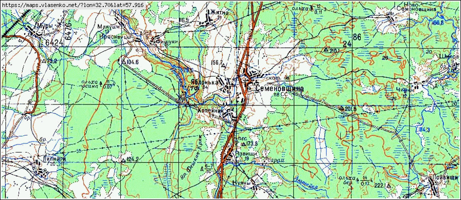 Карта СЕМЕНОВЩИНА, Новгородская область, Валдайский район