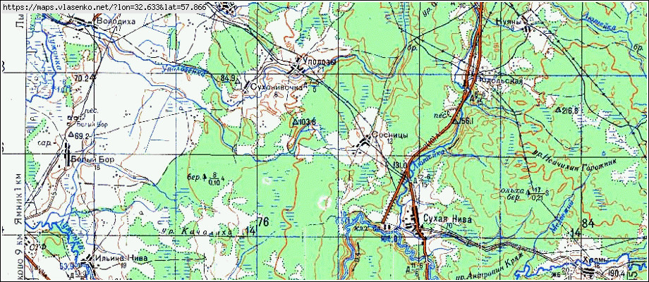 Карта СОСНИЦЫ, Новгородская область, Валдайский район