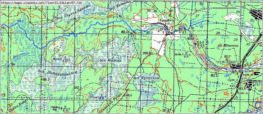 Карта ВИШНЕВКА, Новгородская область, Валдайский район