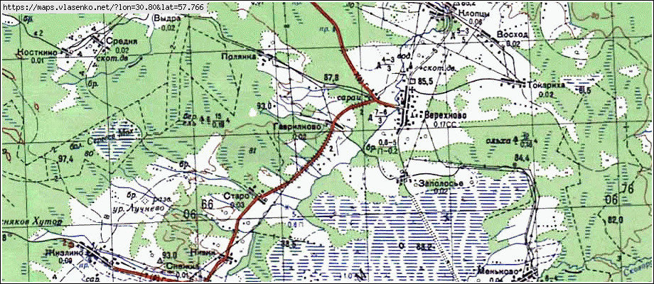 Карта ГАВРИЛКОВО, Новгородская область, Волотовский район