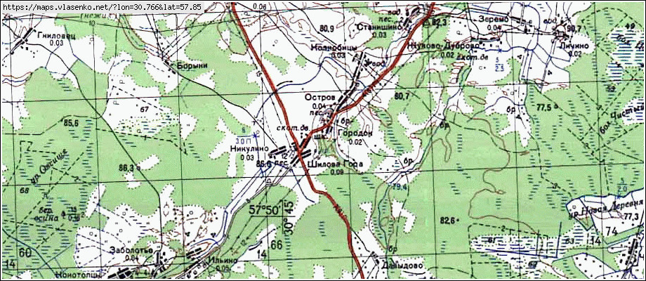 Карта ГОРОДОК, Новгородская область, Волотовский район