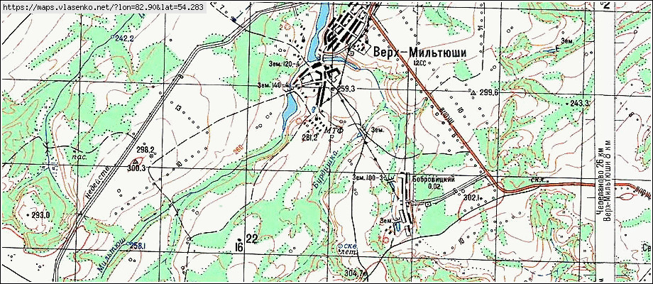 Карта ВЕРХ-МИЛЬТЮШИ, Новосибирская область, Черепановский район