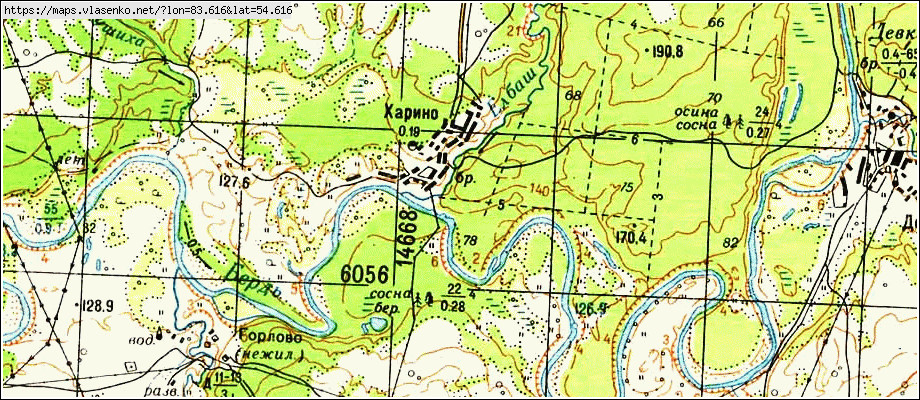 Карта ХАРИНО, Новосибирская область, Искитимский район
