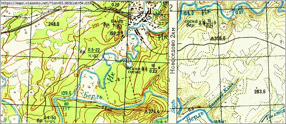 Карта НОВОСОСЕДОВО, Новосибирская область, Искитимский район