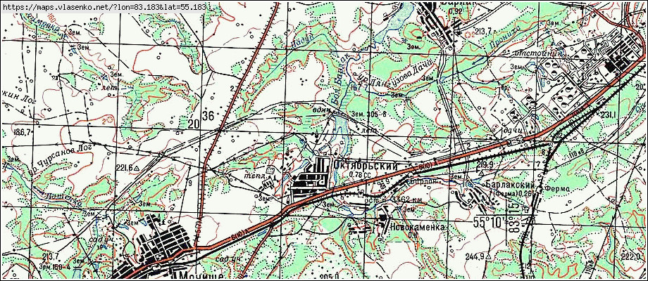 Карта ОКТЯБРЬСКИЙ, Новосибирская область, Мошковский район