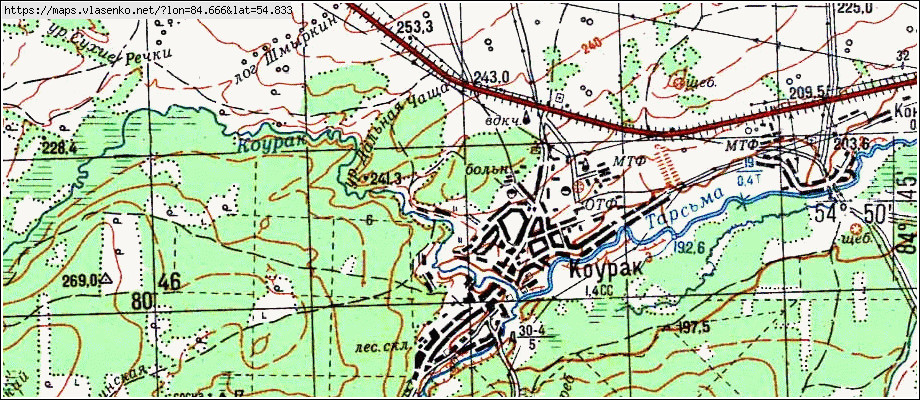 Карта КОУРАК, Новосибирская область, Тогучинский район