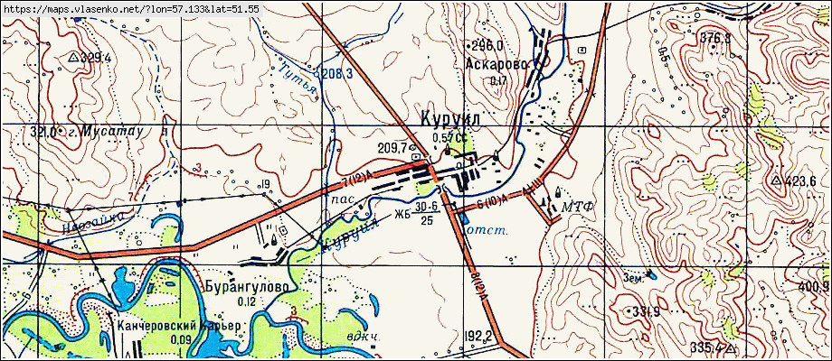 Подробная карта кувандыкского района