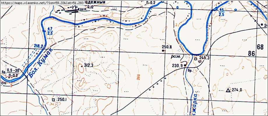 Топографическая карта оренбурга