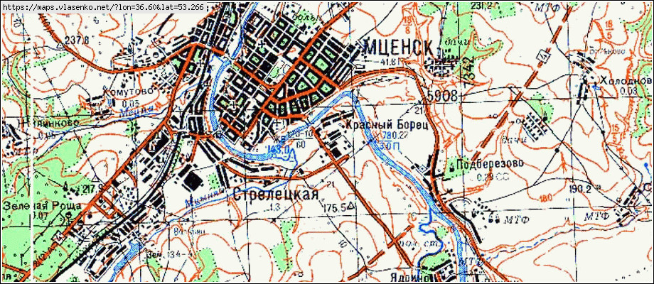 Мценск орловская область карта