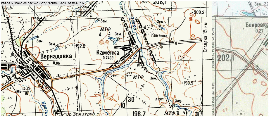 Карта спутник каменка