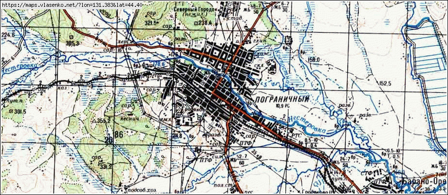 Карта пограничный с улицами