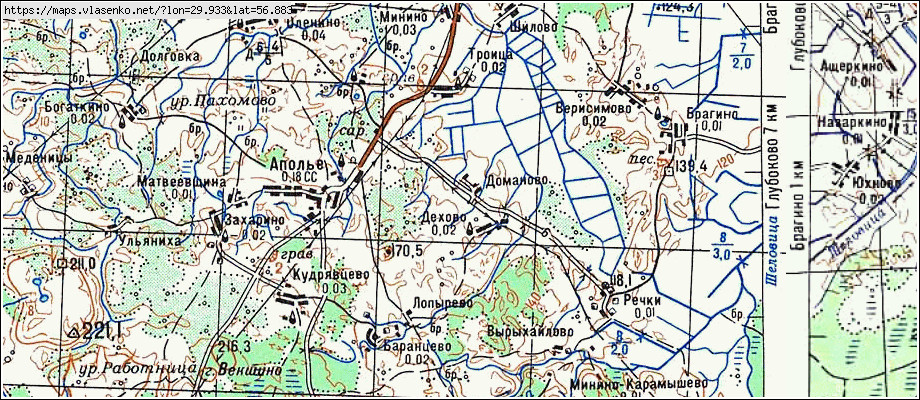 Карта ДОМАНОВО, Псковская область, Бежаницкий район