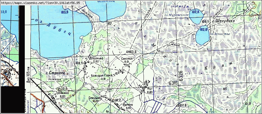 Карта СОКОЛЬЕ, Псковская область, Бежаницкий район