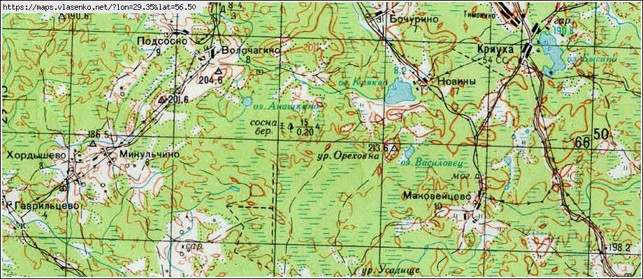 Карта УСТАВНОЕ, Псковская область, Невельский район