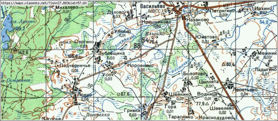 Карта ЗУБОВЩИНА, Псковская область, Палкинский район