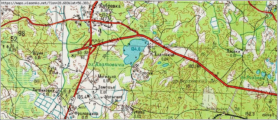 Карта АЛАТОВИЧИ, Псковская область, Себежский район