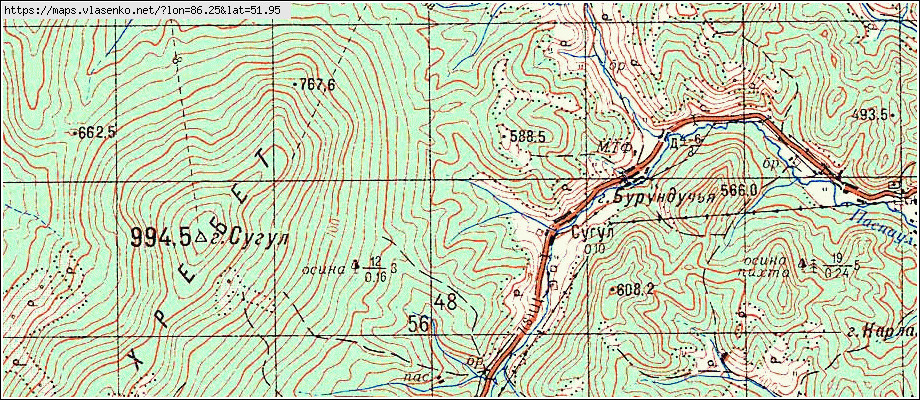 Топографическая карта чойского района