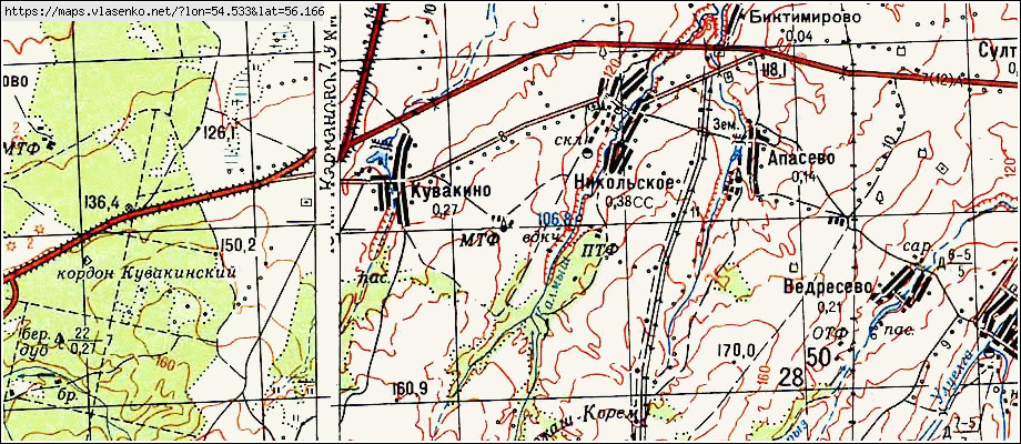 Карта краснокамского района 1900 года