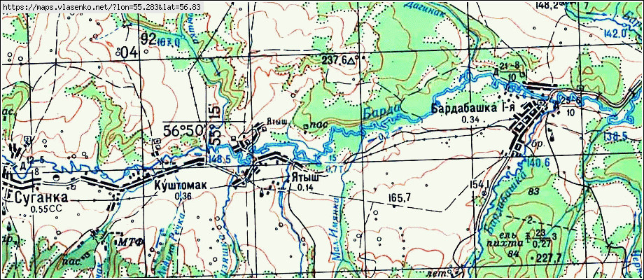 Янаульский район карта