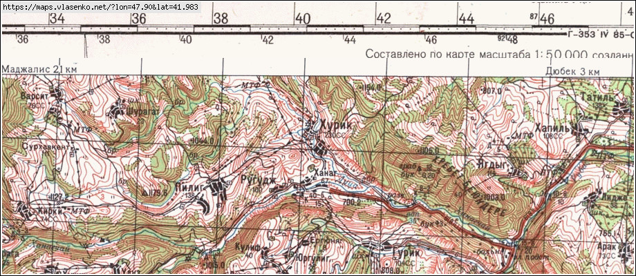 Карта табасаранского района