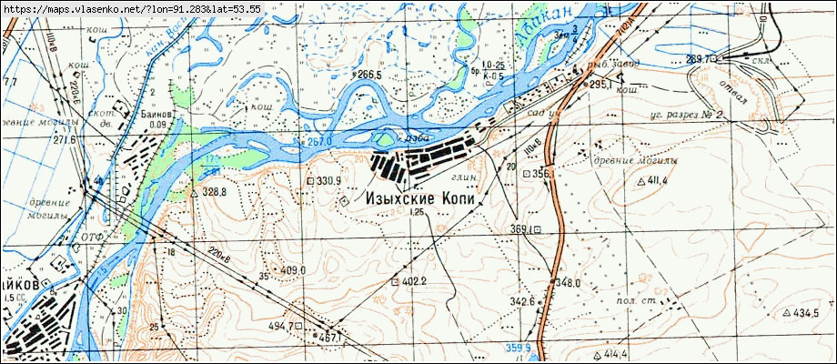 Карта ИЗЫХСКИЕ КОПИ, Республика Хакасия область, Алтайский район