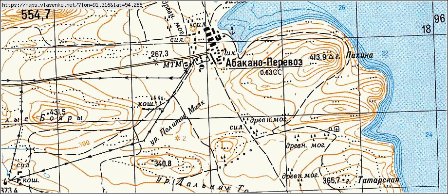Карта АБАКАНО-ПЕРЕВОЗ, Республика Хакасия область, Боградский район