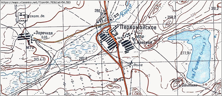 Карта ПЕРВОМАЙСКОЕ, Республика Хакасия область, Боградский район