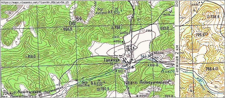 Карта ТАЕЖНАЯ, Республика Хакасия область, Боградский район