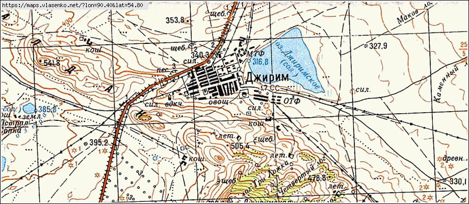 Карта ДЖИРИМ, Республика Хакасия область, Ширинский район