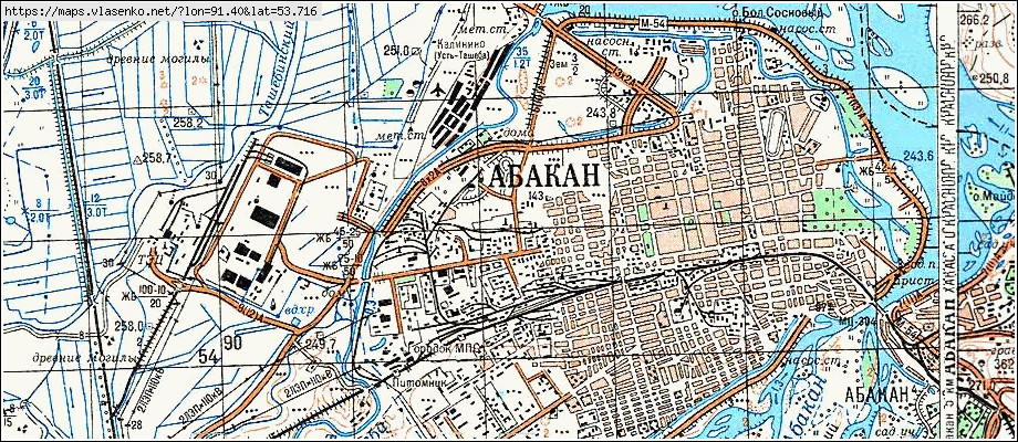 Карта АБАКАН, Республика Хакасия область, Усть-Абаканский район