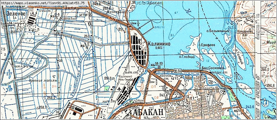 Карта КАЛИНИНО, Республика Хакасия область, Усть-Абаканский район