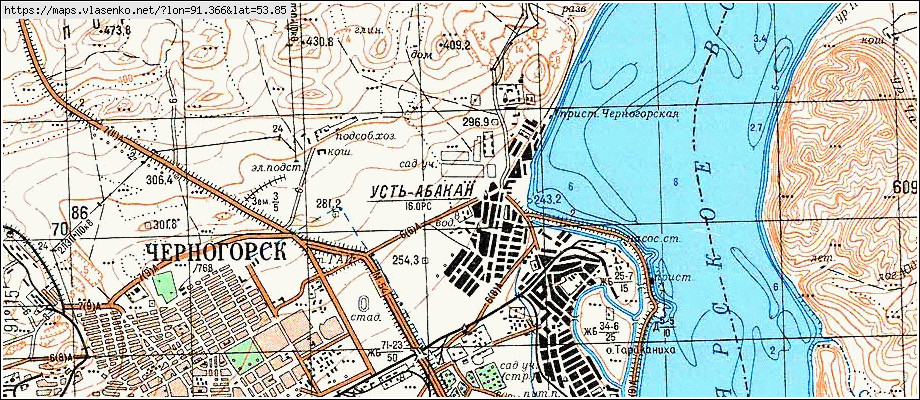 Карта УСТЬ-АБАКАН, Республика Хакасия область, Усть-Абаканский район
