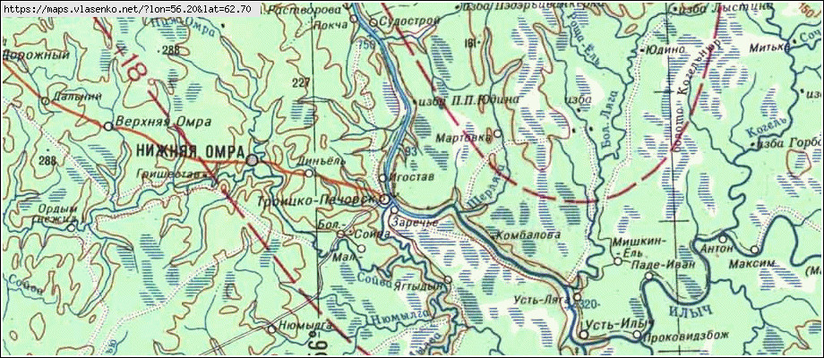 Топографическая карта троицко печорского района