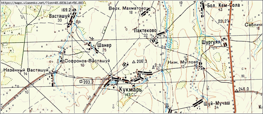 Топографическая карта горномарийского района